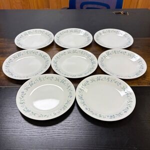Corelle Abundance Bread and Butter Plates 6.75 Inch Set of 8 Blue Heart Vine